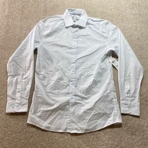 Bar‎ III Shirt Mens Medium Slim Fit Stretch Dress Blue White Check Button Down